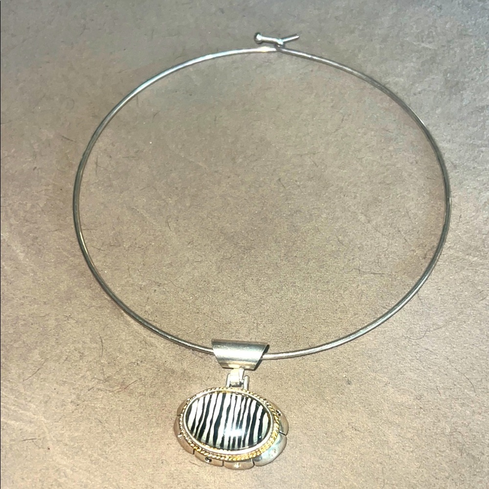 Silver Zebra Pendant Necklace